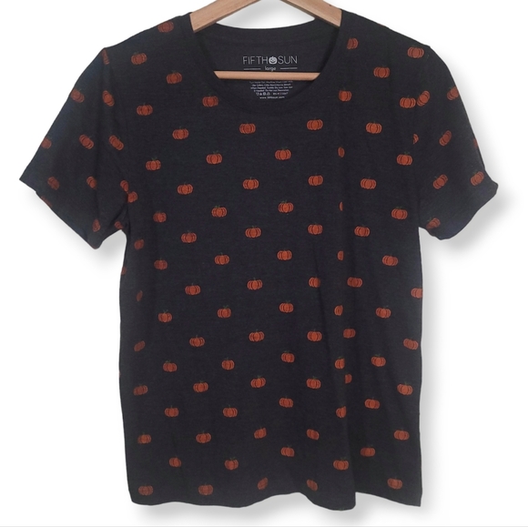 Fifth Sun Tops - Fifth Sun Dark Gray Pumpkin Tee Shirt